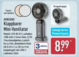 Aldi Nord AMBIANO Klappbarer Mini-Ventilator Angebot