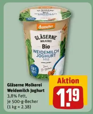 REWE Gläserne Molkerei Weidemilch Joghurt Angebot