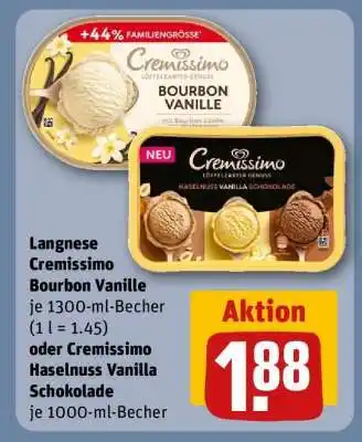 REWE Langnese Cremissimo Bourbon Vanille oder Cremissimo Haselnuss Vanilla Schokolade Angebot