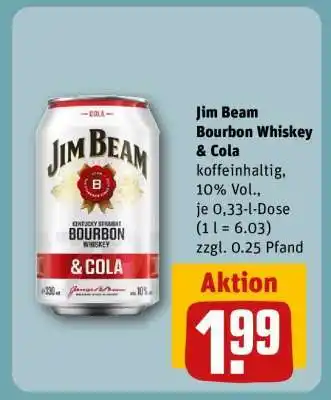 REWE JIM BEAM Bourbon Whiskey & Cola Angebot
