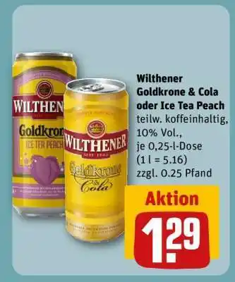 REWE Wilthener Goldkrone & Cola oder Ice Tea Peach Angebot