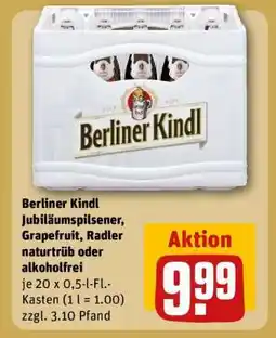 REWE Berliner Kindl Jubiläumspilsener, Grapefruit, Radler naturtrüb oder alkoholfrei Angebot
