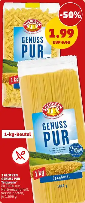 PENNY 3 GLOCKEN GENUSS PUR Teigware Angebot