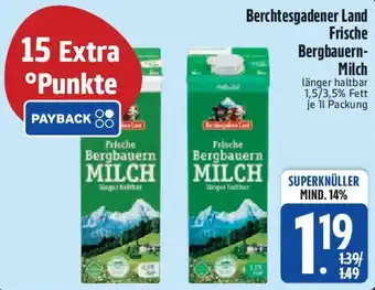 Edeka Berchtesgadener Land Frische Bergbauern- Milch Angebot