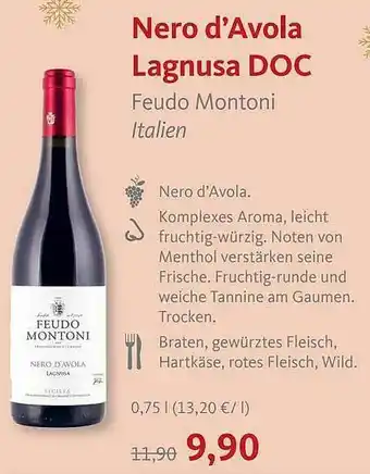 VollCorner Biomarkt Nero D'avola Lagnusa Doc Feudo Montoni Angebot