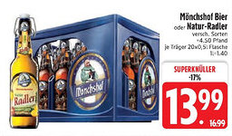 Edeka Mönchshof Bier oder Natur-Radler Angebot