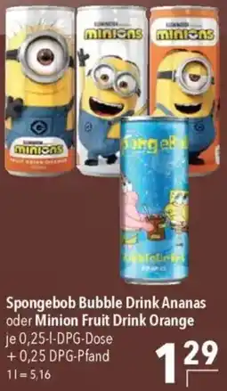CITTI Markt Spongebob Bubble Drink Ananas oder Minion Fruit Drink Orange Angebot