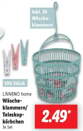 Lidl LIVARNO home Wäscheklammern/ Teleskopkörbchen Angebot