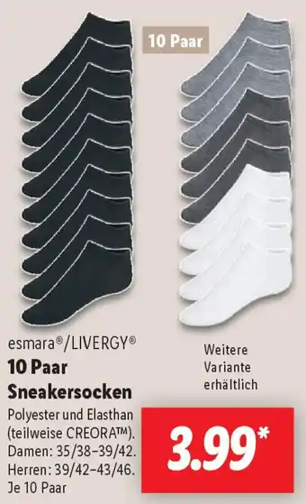 Lidl esmara/LIVERGY 10 Paar Sneakersocken Angebot