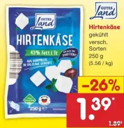 Netto Marken-Discount GUTES Land Hirtenkäse Angebot