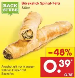 Netto Marken-Discount BACK STUBE Börekstick Spinat-Feta Angebot