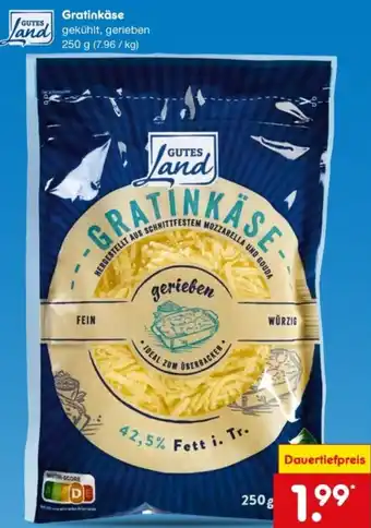 Netto Marken-Discount GUTES Land Gratinkäse Angebot