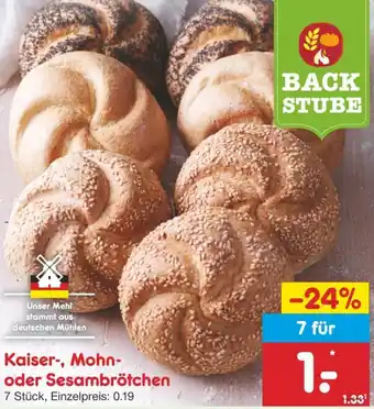 Netto Marken-Discount Kaiser-, Mohn- oder Sesambrötchen Angebot