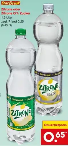 Netto Marken-Discount StarDrink Zitrone oder Zitrone 0% Zucker Angebot
