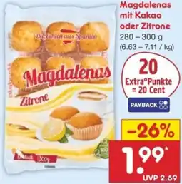 Netto Marken-Discount Magdalenas mit Kakao oder Zitrone Angebot