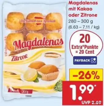 Netto Marken-Discount Magdalenas mit Kakao oder Zitrone Angebot