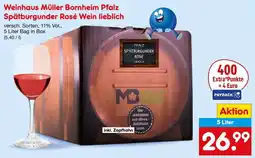 Netto Marken-Discount Weinhaus Müller Bornheim Pfalz Spätburgunder Rosé Wein lieblich Angebot