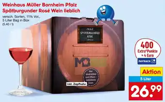 Netto Marken-Discount Weinhaus Müller Bornheim Pfalz Spätburgunder Rosé Wein lieblich Angebot