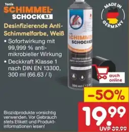 Netto Marken-Discount Tonis SCHIMMEL SCHOCK 5.1 Desinfizierende Anti Schimmelfarbe, Weiß Angebot