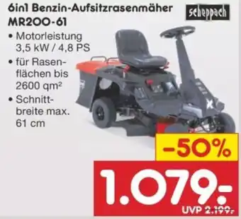 Netto Marken-Discount Scheppach 6in1 Benzin-Aufsitzrasenmäher MR200-61 Angebot