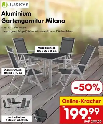 Netto Marken-Discount JUSKYS Aluminium Gartengarnitur Milano Angebot