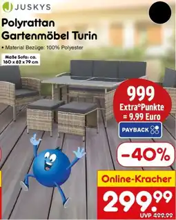 Netto Marken-Discount JUSKYS Polyrattan Gartenmöbel Turin Angebot