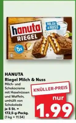 Kaufland HANUTA Riegel Milch & Nuss Angebot