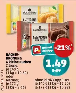 PENNY BÄCKERKRÖNUNG 4 kleine Kuchen Angebot