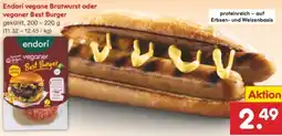 Netto Marken-Discount Endori vegane Bratwurst oder veganer Best Burger Angebot