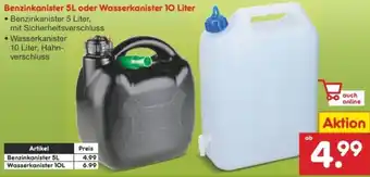 Netto Marken-Discount Benzinkanister 5L oder Wasserkanister 10 Liter Angebot