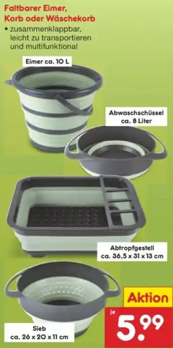 Netto Marken-Discount Faltbarer Eimer, Korb oder Wäschekorb Angebot