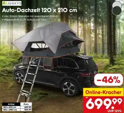 Netto Marken-Discount JUSKYS Auto-Dachzelt 120 x 210 cm Angebot