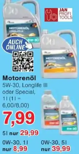Jawoll JAN PROFI TOOLS Motorenöl Angebot