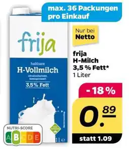 NETTO frija H-Milch 3,5 % Fett Angebot