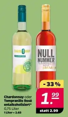 NETTO Chardonnay oder Tempranillo Rosé entalkoholisiert Angebot