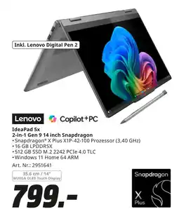 MediaMarkt Lenovo ideapad 5x 2-in-1 gen 9 14 inch snapdragon Angebot