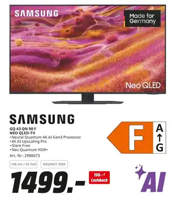 MediaMarkt Samsung gq 43 qn 90 f neo qled-tv Angebot