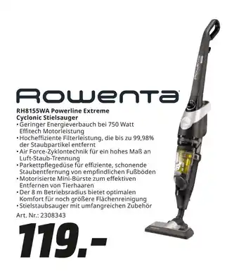 MediaMarkt Rowenta rh8155wa powerline extreme cyclonic stielsauger Angebot