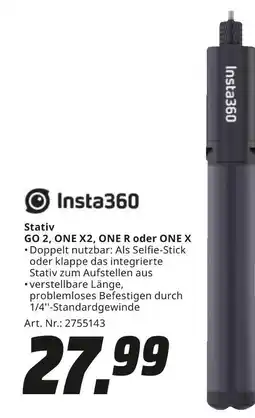 MediaMarkt Insta360 stativ go 2, one x2, one r oder one x Angebot