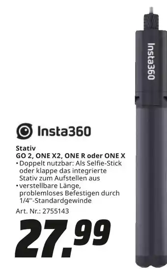 MediaMarkt Insta360 stativ go 2, one x2, one r oder one x Angebot