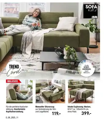 Möbel Wallach Sofa kultur trend cord Angebot