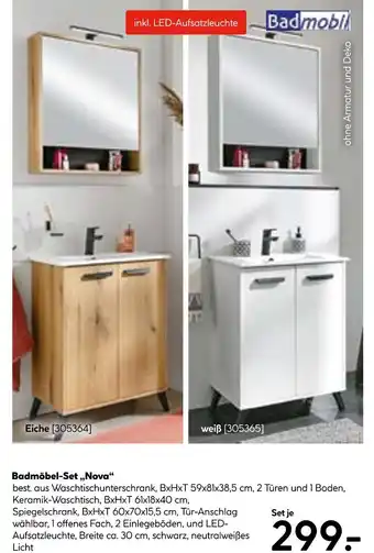 Hellweg Badmobil badmöbel-set „nova“ eiche Angebot