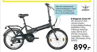 Hellweg Zündapp e-klapprad „green 1.0“ Angebot