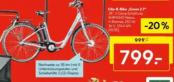 Hellweg Shimano nexus city-e-bike green 2.7 Angebot