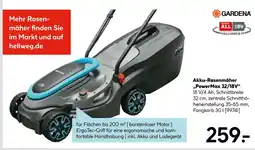 Hellweg Gardena akku-rasenmäher „powermax 32/18v“ Angebot