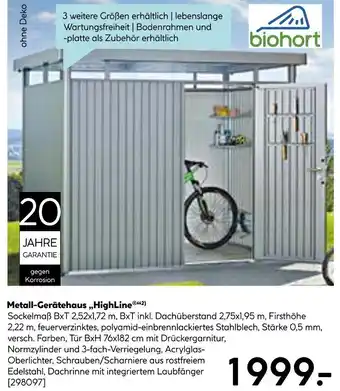 Hellweg Biohort metall-gerätehaus „highline“ Angebot