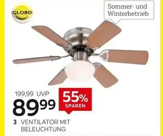 XXXLutz Globo ventilator mit beleuchtung Angebot