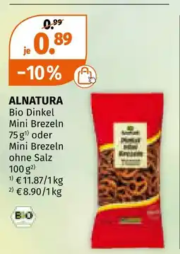 Müller Alnatura bio dinkel mini brezeln oder mini brezeln ohne salz Angebot