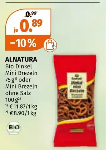 Müller Alnatura bio dinkel mini brezeln oder mini brezeln ohne salz Angebot