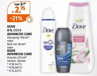 Müller Dove dove 0% oder advanced care Angebot